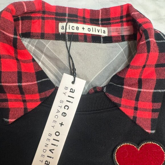 Alice + Olivia Patchwork Shirt Dress with Cropped Sweatshirt XS - NWT - Picture 7 of 9